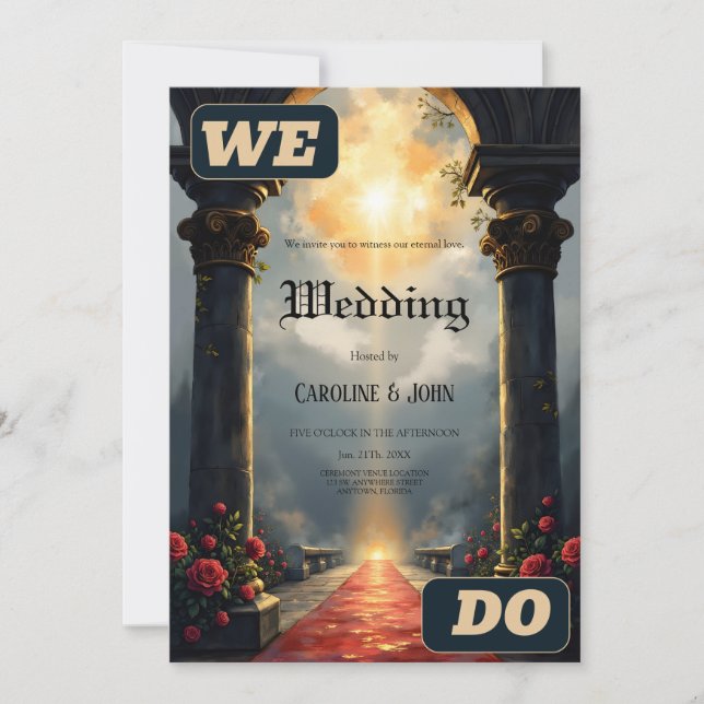 Moonlit Aisle of Eternal Vows –Gothic Wedding Gate Inbjudningar (Framsida)