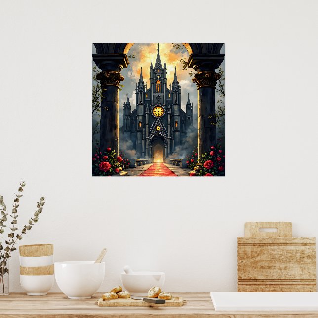 Moonlit Aisle of Eternal Vows –Gothic Wedding Gate Poster (Kök)
