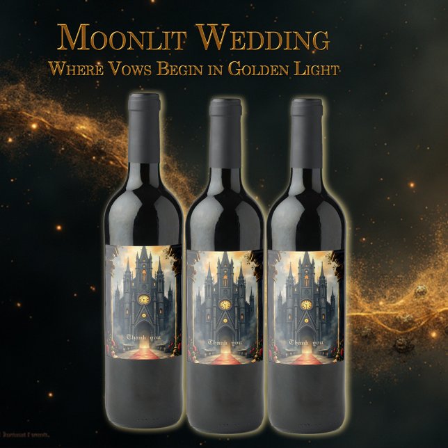 Moonlit Aisle of Eternal Vows –Gothic Wedding Gate Vinflaska Etikett (Skapare uppladdad)