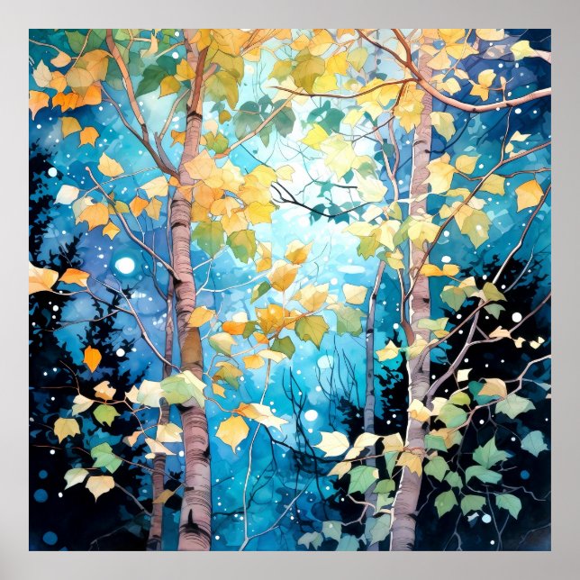 Moonlit Autumn Forest Art Poster (Framsidan)