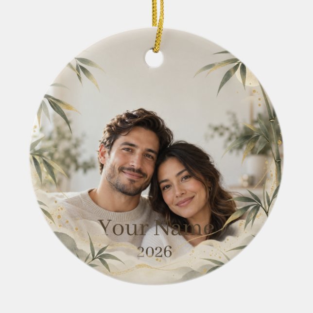Moonlit Bamboo Custom Photo Ornament (Framsidan)