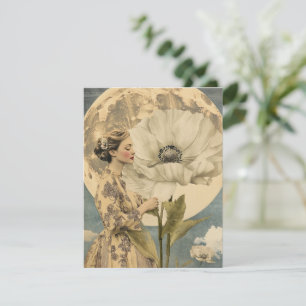 Moonlit Beauty - Kvinnor med vit blomma och Måne