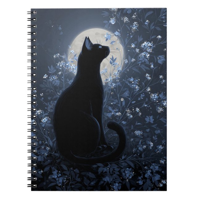 Moonlit Black Cat bärbar dator Anteckningsbok (Framsidan)