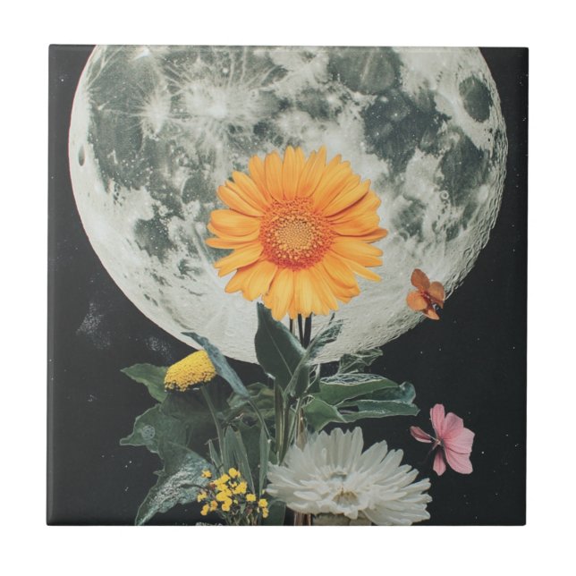 Moonlit Blooms over Rustic Charm (2) Kakelplatta (Framsidan)