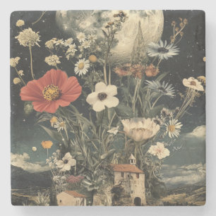 Moonlit Blooms over Rustic Charm Stenunderlägg