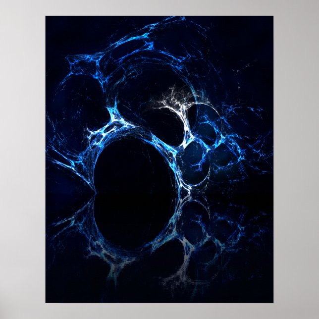 Moonlit Blue Cave Mouth, Fractal Art. Poster (Framsidan)