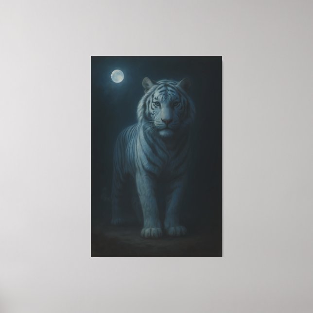 Moonlit Blue White Tiger – Fine Art Canvas (Framsida)