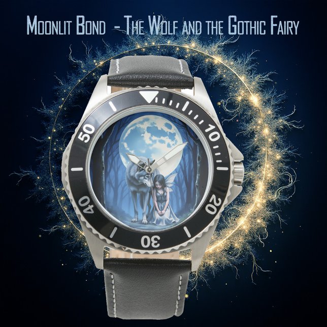 Moonlit Bond – The Wolf and the Gothic Fairy.   Armbandsur (Skapare uppladdad)