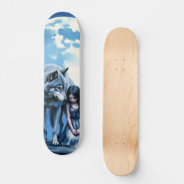 Moonlit Bond – The Wolf and the Gothic Fairy.   Mini Skateboard Bräda 18,5 Cm
