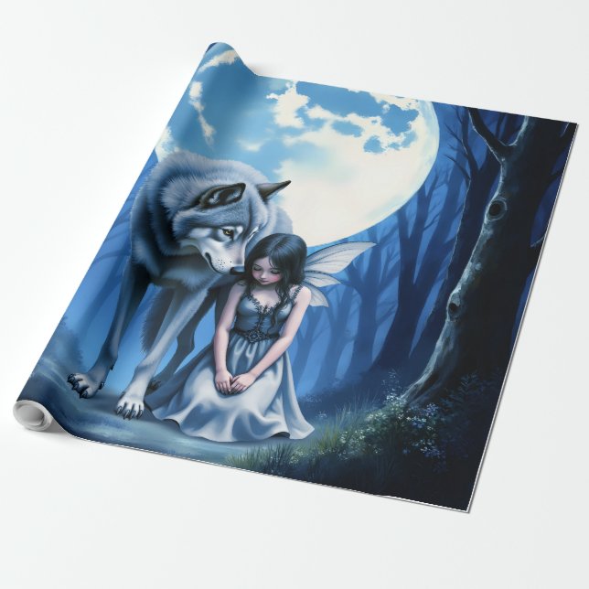 Moonlit Bond – The Wolf and the Gothic Fairy.   Presentpapper (Utrullad)