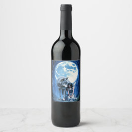 Moonlit Bond – The Wolf and the Gothic Fairy.   Vinflaska Etikett
