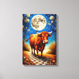Moonlit Bull Fantasy Art for Dreamy Insida Canvastryck
