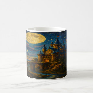Moonlit Castle - Starry Bridge Fantasy liggande Kaffemugg