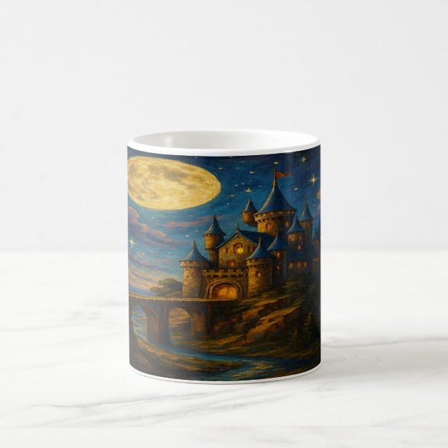 Moonlit Castle - Starry Bridge Fantasy liggande Kaffemugg (Center)