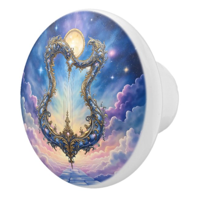 Moonlit Celestial Harp – Dreamy Cosmic Fantasy Art Knopp (Höger)