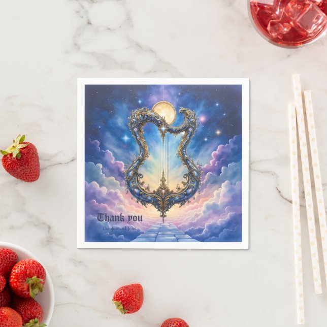 Moonlit Celestial Harp – Dreamy Cosmic Fantasy Art Pappersservett (Insitu)