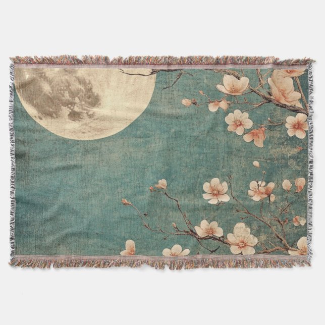 Moonlit Cherry Blommar Serenity Filt (Framsidan)