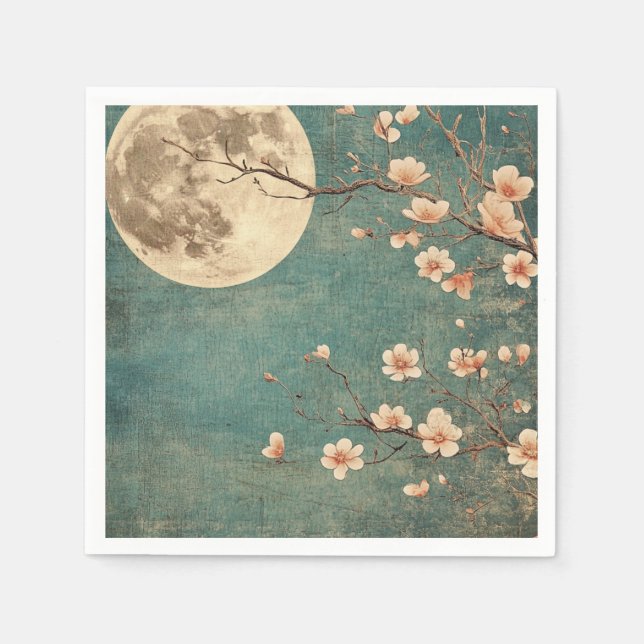 Moonlit Cherry Blommar Serenity Pappersservett (Framsidan)