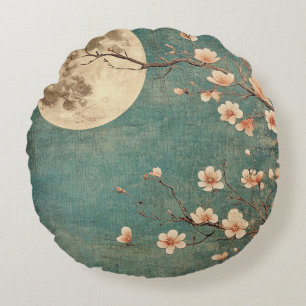 Moonlit Cherry Blommar Serenity Rund Kudde