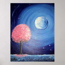 Moonlit Cherry Blommars Poster