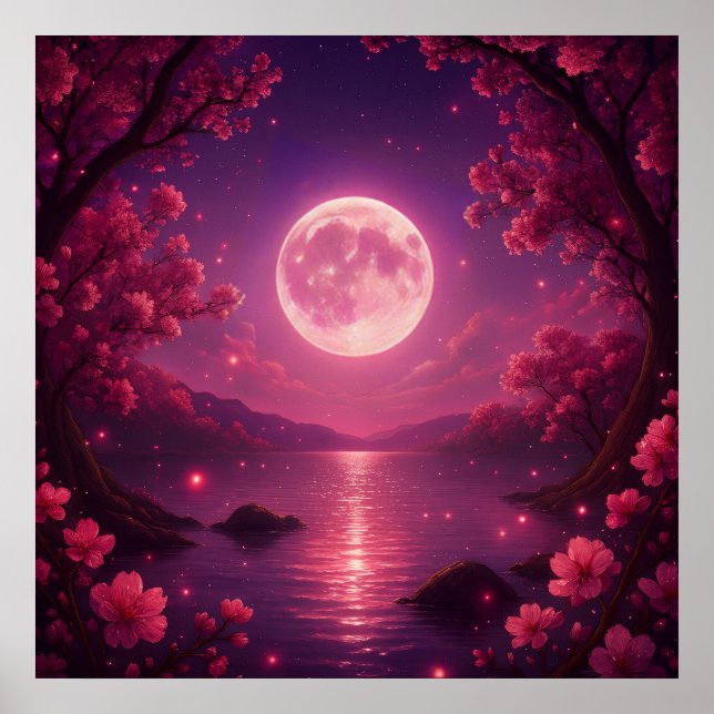 Moonlit Cherry Blossom Serenity Poster (Framsidan)
