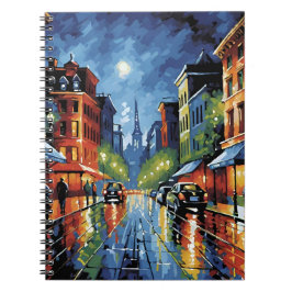 Moonlit City Street Anteckningsbok