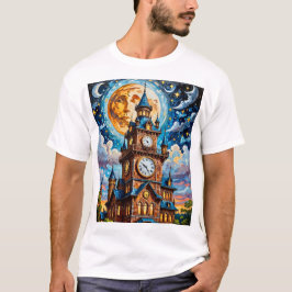 Moonlit ClockTowT-Shirt Mosaic Retro Magic T Shirt