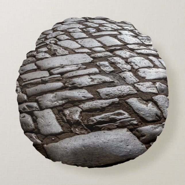 Moonlit Cobblestones Rund Kudde (Framsidan)