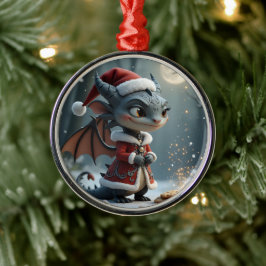 Moonlit Cookie Bandit – The Grey Christmas Dragon. Julgransprydnad Metall
