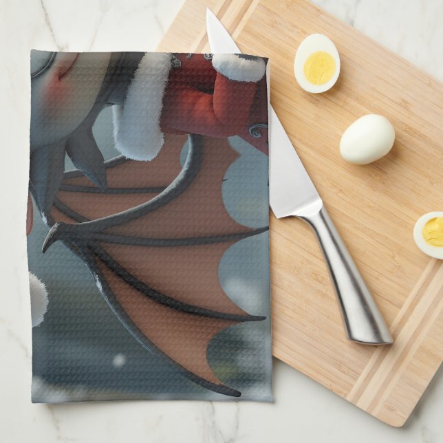 Moonlit Cookie Bandit – The Grey Christmas Dragon. Kökshandduk (Vikt i Fjärdedel)