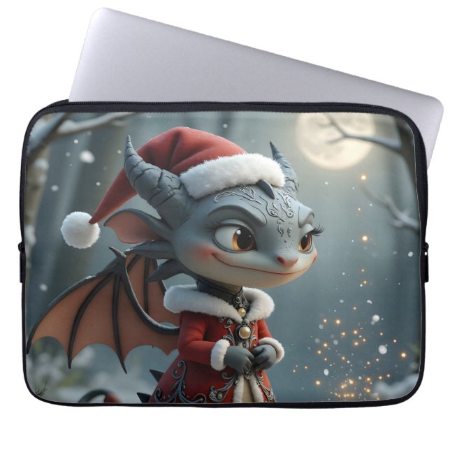 Moonlit Cookie Bandit – The Grey Christmas Dragon. Laptop Fodral (Framsidan)
