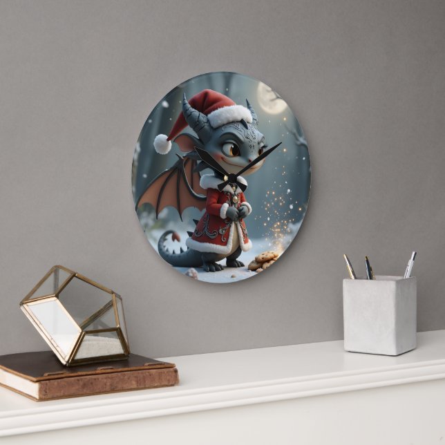 Moonlit Cookie Bandit – The Grey Christmas Dragon. Stor Klocka (Kontor)