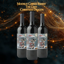 Moonlit Cookie Bandit – The Grey Christmas Dragon. Vinflaska Etikett
