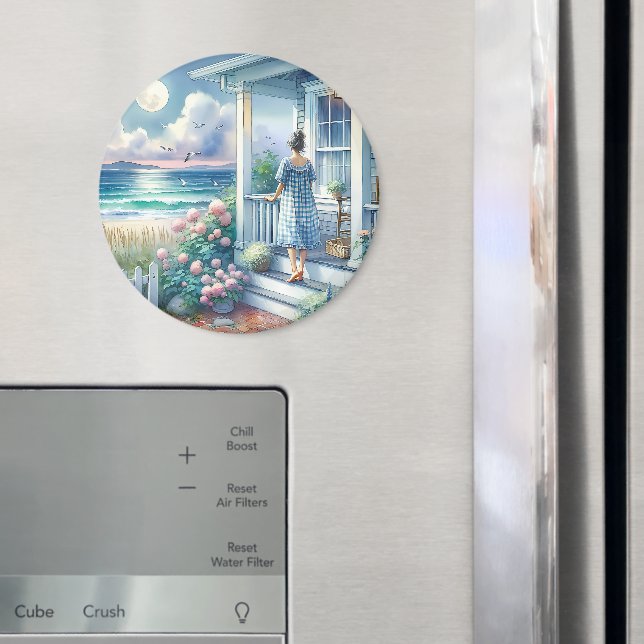 Moonlit Cottage Porch by Sea Magnet (In Situ (Fridge))