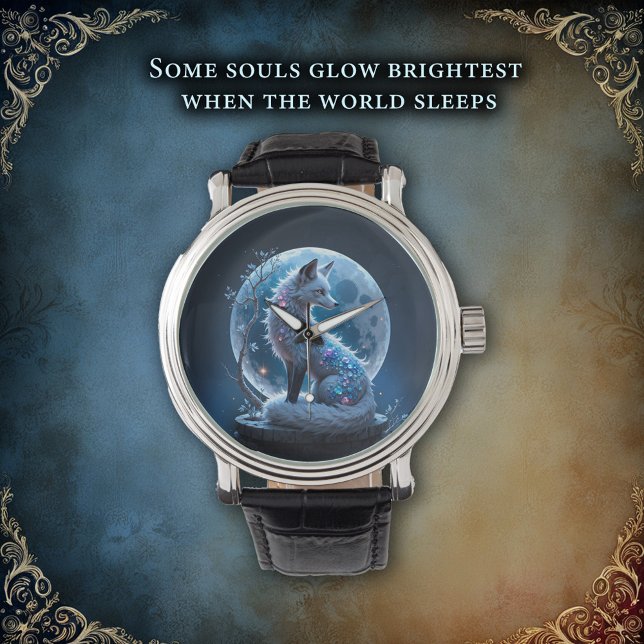 Moonlit Crystal Fox – Guardian of Silent Dreams.  Armbandsur (Skapare uppladdad)