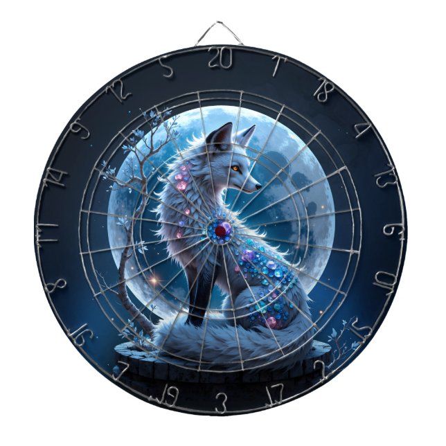 Moonlit Crystal Fox – Guardian of Silent Dreams.  Darttavla (Framsidan)