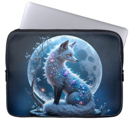 Moonlit Crystal Fox – Guardian of Silent Dreams.  Laptop Fodral