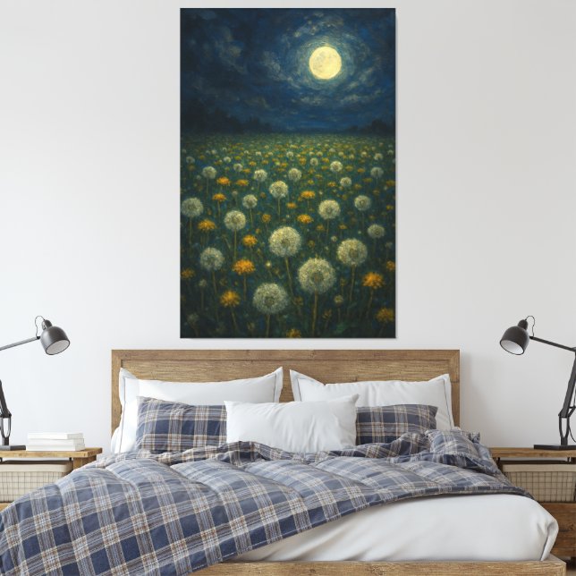 Moonlit Dandelion Meadow Canvastryck (Insitu (sovrum))
