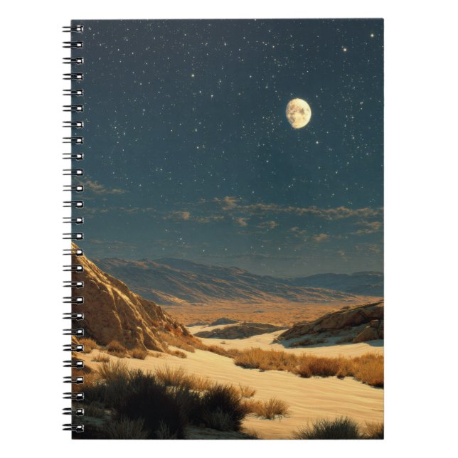 Moonlit Desert Starry Night Notebook Anteckningsbok (Framsidan)