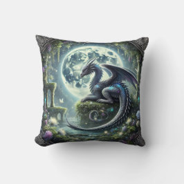 Moonlit Dragon Garden Mystical Decor Kudde