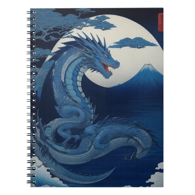 Moonlit Dragon of Fuji Notebook Anteckningsbok (Framsidan)