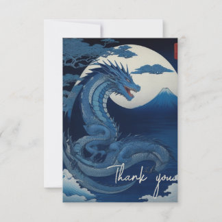 Moonlit Dragon of Fuji Thank You Card Tack Kort