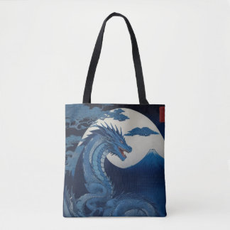 Moonlit Dragon of Fuji Tote Bag Tygkasse