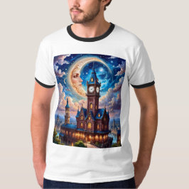Moonlit Dream Castle Fantasy T Shirt