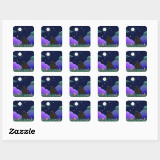 Moonlit Dreamer Girl Square Sticker  Fyrkantigt Klistermärke