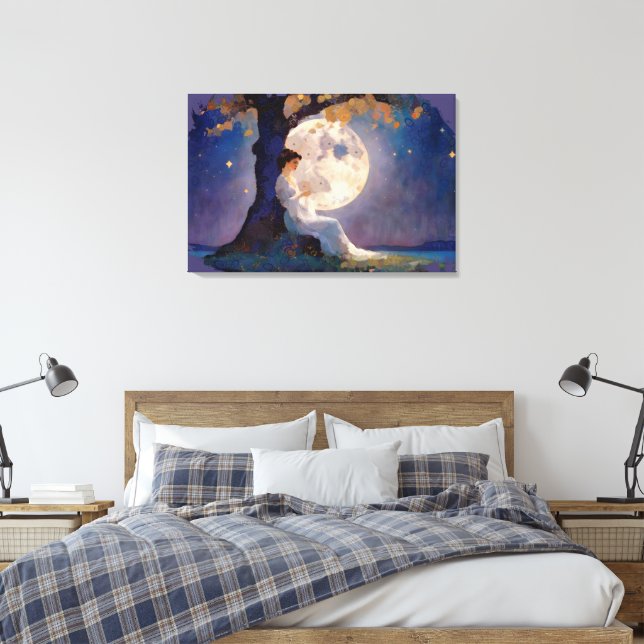 Moonlit Dreamer - Serene Night Sky Canvastryck (Insitu (sovrum))