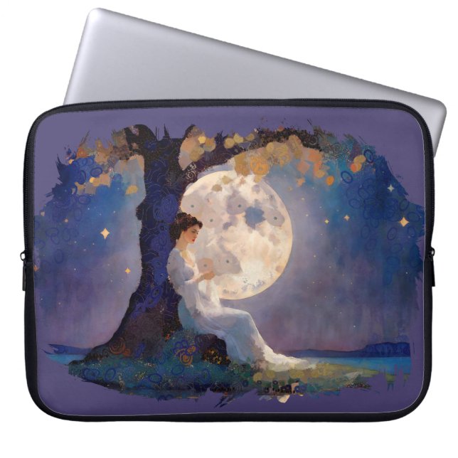 Moonlit Dreamer - Serene Night Sky Laptop Fodral (Framsidan)