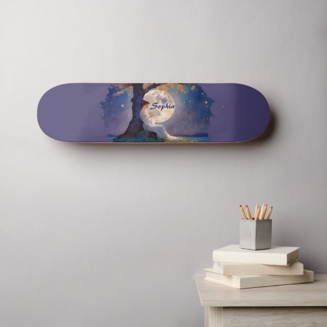 Moonlit Dreamer - Serene Night Sky Mini Skateboard Bräda 18,5 Cm (Väggkonst (Horz))