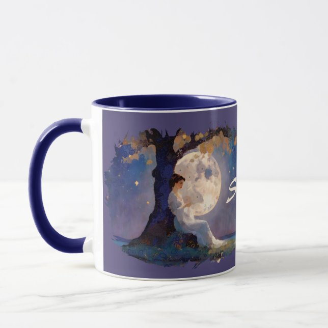 Moonlit Dreamer - Serene Night Sky Mugg (Vänster)