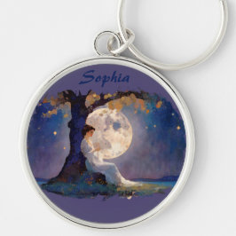 Moonlit Dreamer - Serene Night Sky Rund Silverfärgad Nyckelring